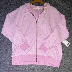 Feat Pink Zip Hoodie Sweatshirt Large NWT Cozy Athleisure